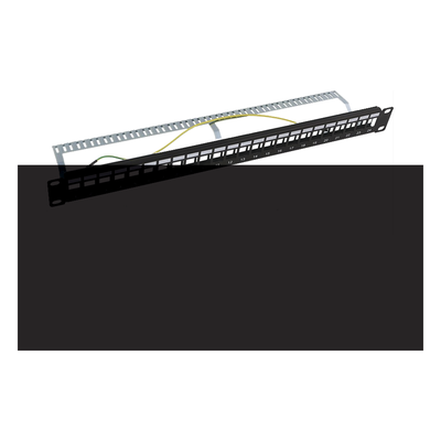 LP-PP-23-STP-BK-24P - Panel de Parcheo Modular Blindado / 24 Puertos STP / 1U / Acero SPCC 1.5mm / Ángulo Ajustable ±30'