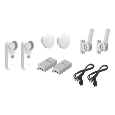 C5X-PTP-KIT1 - Kit de 2 radios C5X con 2 antenas de (12 dBi), rango de frecuencia extendida (4.9 a 6.4 GHz),  incluye inyector POE, cable de alimentación y 2 FLEXIMOUNT-XL para alineación, distancia de hasta 3 km