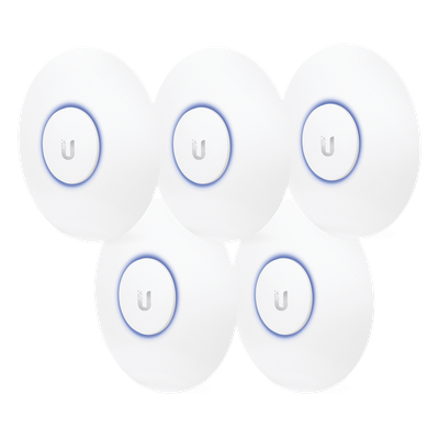 UAP-AC-LITE-5 - Paquete de 5 Access Point UniFi, doble banda 802.11ac, MIMO 2X2, soporta 100 clientes, hasta 867 Mbps, para interior, PoE 802.3af.