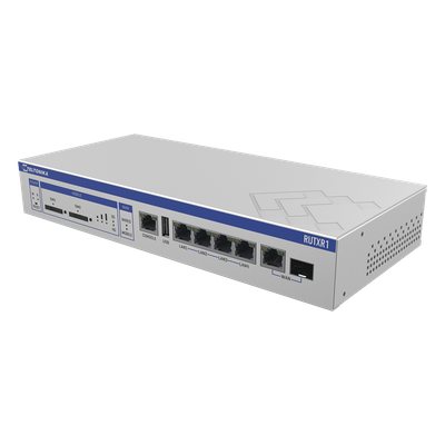 RUTXR1 - Router Empresarial / Quad-Core 717 MHz / LTE Cat6 / WiFi 802.11ac Wave 2 / SFP WAN / Doble SIM / Rack 19" (1.5 pies) / -40°C a 75°C