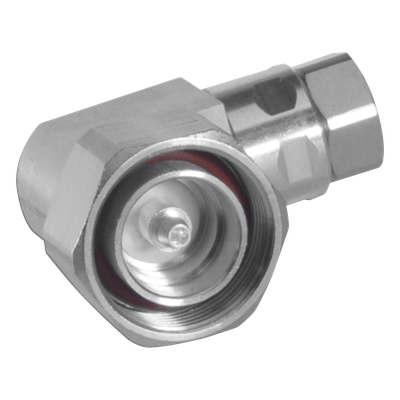 F4DR-C - Conector RF DIN 7-16 Macho / Ángulo Recto / 0-7500 MHz / 15.6 kW Pico / IP68 / 1/2 pulgada