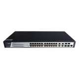 DS-3E2528P(B) - Switch Administrable PoE+ / 24 Puertos Gigabit PoE+ / 4 Puertos Gigabit / 4 Puertos SFP Uplink / 370W / 22.8 Gbps / PoE Extendido 200 m (656 ft)