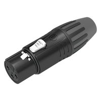 SCMF3-B - Conector XLR Hembra / Carcasa Metálica Negra / Contactos Chapados en Plata / Abrazaderas 3.5-8 mm / Diseño Compacto Sin Anillo