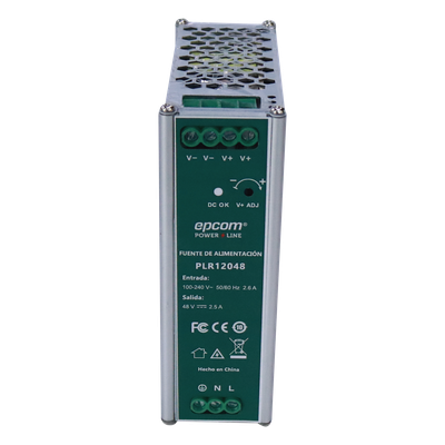 PLR-120-48 - Fuente Industrial DIN Rail / 48 VCC / 2.5 A / 120 W / Entrada 100-240 VCA / -20°C a 70°C / 4.72 x 1.68 x 5.08 in