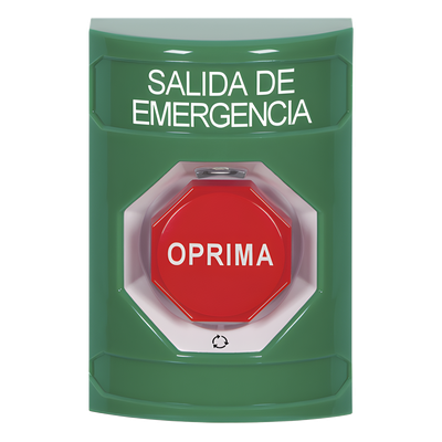 SS2109EX-ES - Botón de Salida de Emergencia / Texto en Español / Acción Mantenida / LED de Iluminación / Cubierta Transparente / UL cUL ADA