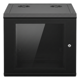 SR-19-09-GN3G - Gabinete de Pared 9U / 19 in / Profundidad 635 mm (2.08 ft) / Carga 100 kg / Cristal Templado / Acero Reforzado