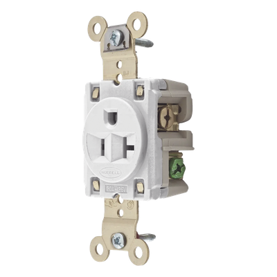 HUB-HBL-5361-W - Contacto Sencillo / 20 A / 125 V / 2 Polos 3 Hilos / NEMA 5-20R / Grado Industrial / 1.19 x 3.28 x 1.63 in (30.22 x 83.31 x 41.40 mm)