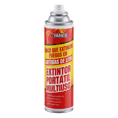 359004 - Extintor Portátil en Aerosol / Fuegos Clase A, K y Li / Baterías Ion-Litio / Descarga 35 s / Alcance 2 m (6.6 ft) / 250 ml / Tecnología Micelar