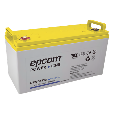 G120D12V2 - Batería de GEL Ciclo Profundo / 12 V @ 120 Ah / Descarga Máxima 1200 A / Vida Útil 18 Años en Flotación / Certificada UL, CE, IEC, BS, JIS, Eurobat