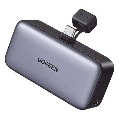 35338B - Power Bank / 5000 mAh / USB-C Integrado / 22.5W PD / Pantalla LED / Soporte Integrado