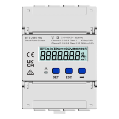 SMARTPS-80-AI-T0 - Sensor Trifásico de Medición / Red 3P4W/3P3W / Voltaje 90~1000 VCA / Corriente 0~80 A / Precisión ±0.5 % / Frecuencia ±0.01 Hz / Montaje Riel DIN