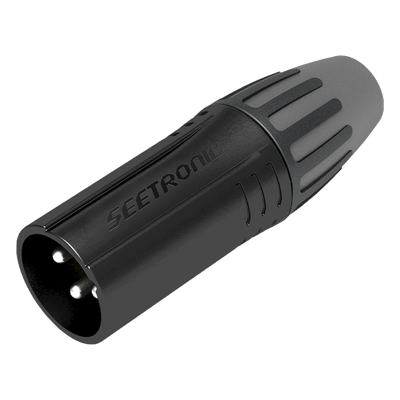 SCMM3-B - Conector XLR Macho / Chapado en Plata / Carcasa Metálica Negra / Cables 3.5 a 8 mm / Sin Anillo / Protección Poliuretano