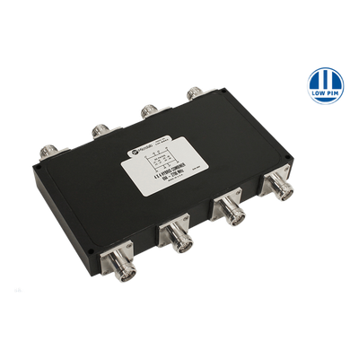 CM-88KE - Combinador Híbrido 4x4 Wideband / 617-2700 MHz / 150W por Entrada / Aislamiento 23 dB / Bajo PIM -161 dBc / IP68 Exterior / Conectores 4.3-10