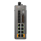 SP5012FML2(V2) - Switch PoE Industrial Gestionado L2+ / 8 Puertos Gigabit PoE / 4 Puertos SFP 10G / Capacidad 96 Gbps / PoE 240W / Rango -40 a 75 °C / Sin Ventilador