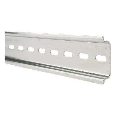 PSTRD1M - Riel DIN / 35 mm x 7.5 mm / Acero Cromado Zinc / 1 m (3.3 ft) / Ranura Central 6 mm x 15 mm