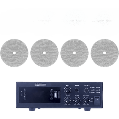 EPB120E/4CST - Kit de Amplificador de 120W / 4 Altavoces de Techo 6" / Sistema 70/100V / Bluetooth / MP3 / FM / USB