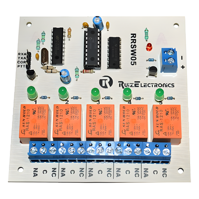 RRSW05 - Tarjeta decodificadora / 5 zonas / Relevadores 500W / Control DTMF / Alimentación 10-15V DC