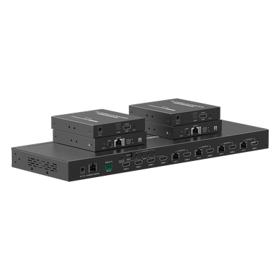 TT844 - MATRICIAL Y EXTENSOR DE VIDEO HDMI 4 x 4 / 4 Entradas HDMI / 4 Salidas HDMI Loop / 4 Salidas RJ45 para Extender la señal 70 metros por salida  /4K / Conmutación por RS232, Control Remoto o Ethernet.