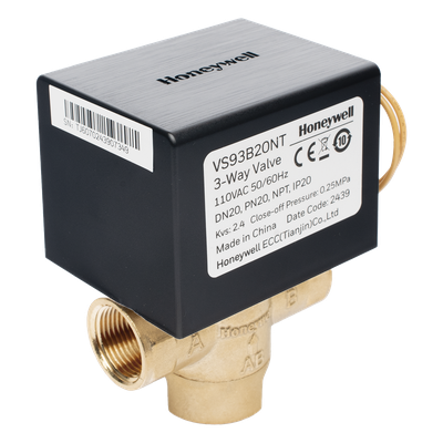 VS93B20NT - Válvula de Control Eléctrica 3 Vías / Fancoil / Retorno por Resorte NC / 110 V CA / DN20 (3/4") NPT / PN20 / On/Off