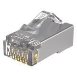 MPS588-C - Plug RJ45 Cat5e Blindado / 50μ Oro / 24-26 AWG / 100 Piezas / -10°C a 60°C / PoE++ 100W