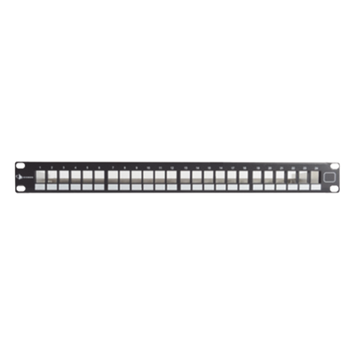 KPNL-F1-24-01S - Patch Panel UTP Keystone de 24 Puertos Modular (Vacío), Plano, 1UR, Compatible con Jacks Keystone UTP Z-MAX y MAX