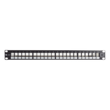 KPNL-F1-24-01S - Patch Panel UTP Keystone de 24 Puertos Modular (Vacío), Plano, 1UR, Compatible con Jacks Keystone UTP Z-MAX y MAX