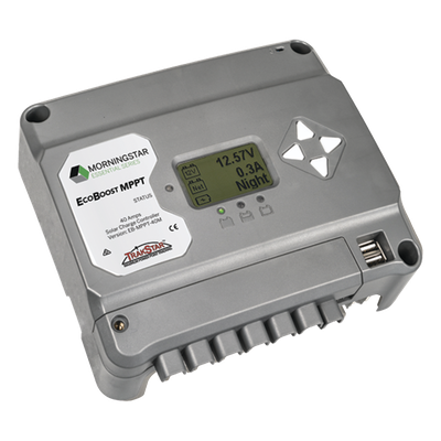 EBMPPT40M - Controlador de Carga Solar MPPT EcoBoost 40 A / Pantalla LCD / 12V y 24V / 2 Puertos USB 3A / Control de Iluminación