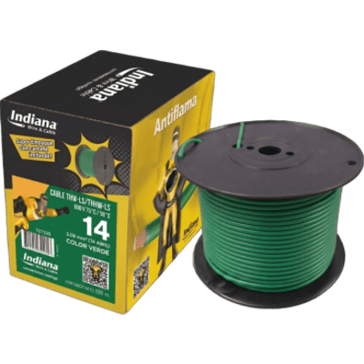 SLY-312-GRN/100 - Cable THW-LS / 14 AWG / 19 Hilos / 90°C Seco / 75°C Mojado / Verde / Bobina 100 m (328 ft)