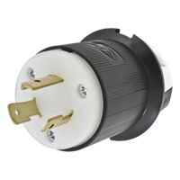 HUB-HBL-2321 - Clavija Industrial con Bloqueo de Media Vuelta / 20 A 250 V CA / 2 Polos 3 Hilos / NEMA L6-20P / 0.360' - 0.930' (9.14 - 23.62 mm) / -40°C a 75°C