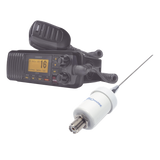 UM-385BK/KIT1600 - Kit de radio marina con antena de fibra de vidrio / 25W / GPS integrado / IPX4 / Cable 4.5 m (14.8 ft)