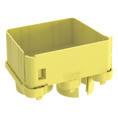 FRIDT4X4LYL - Tapa de Salida / 2 Puertos / Tubería Corrugada 1.5 in (38 mm) / Radio de Curvatura 2 in (50.8 mm) / Canaleta 4x4 / Color Amarillo