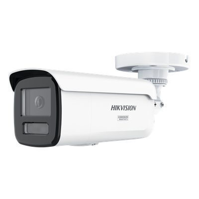 DS-2CD2T67G3-LIS2UY/SRB - Bala IP / 6 Megapixel / Lente 4 mm / 197 pies IR + Luz Blanca / Exterior IP67 / Estrobo Azul y Rojo / WDR 130 dB / ACUSENSE 3.0 / Metal / NEMA 4X / ACUSEEK