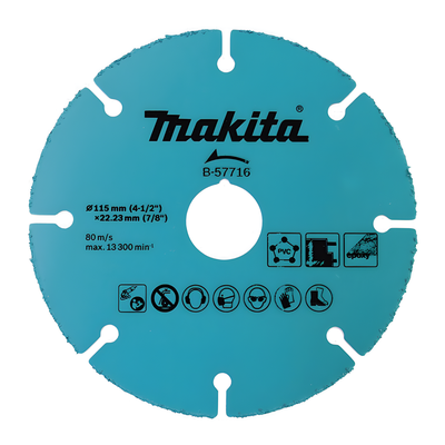 B-57716 - Disco de Carburo de Tungsteno / 115 mm (4.5 in) / Espesor 1 mm / 13,300 RPM / Multi-Material / Uso en Seco
