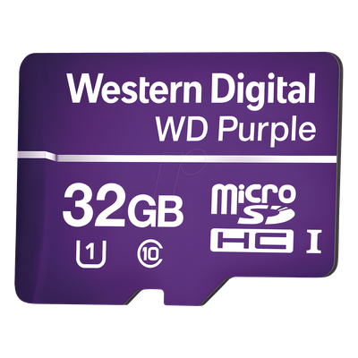WD32MSD - Memoria microSD / 32 GB / Especializada Videovigilancia / Lectura 80 MB/s / Escritura 50 MB/s / -25 °C a 85 °C (-13 °F a 185 °F)