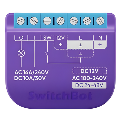 SWITCHBOTRELSW1 - Relevador Inteligente / WiFi+BLE / Salida Contacto Seco / 16A AC / 42x36x16 mm / 138x118x52 pies / Compatible Alexa y Google Home