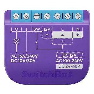 SWITCHBOTRELSW1 - Relevador Inteligente / WiFi+BLE / Salida Contacto Seco / 16A AC / 42x36x16 mm / 138x118x52 pies / Compatible Alexa y Google Home