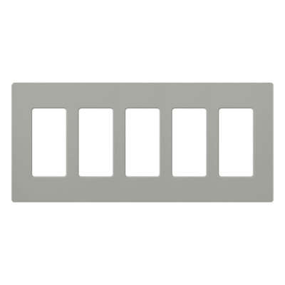 CW5-GR - Placa de pared Claro / 5 espacios / gris brillante (GR) / 25.9 x 11.9 cm, perfil 7.6 mm / sin tornillos / compatible con Caseta Wireless, Maestro, Pico y Vive