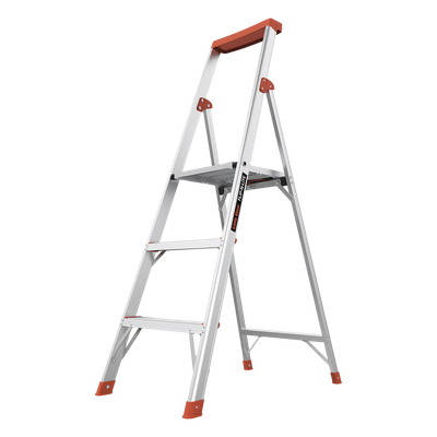 FLIPNLITE-3C - Escalera de Aluminio / 3 Peldaños / Altura 1.5 m (4.9 ft) / Plataforma con Bandeja para Herramientas / Patas Antideslizantes
