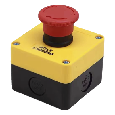 XBS-S-T01 - Botón de Parada Enclavado / IP40 / 24 VCC / 72 x 72 x 58 mm / Montaje Frontal / Barreras Vehiculares