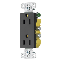 HUB-RRD-15BK - Receptáculo Duplex Decorador / 15A 125V / 2 Polos 3 Hilos / NEMA 5-15R / Negro
