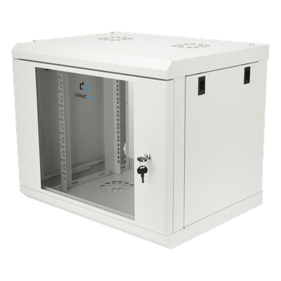 SR1909LH3GW - Gabinete de Pared 9U / Rack 19" / Cristal Templado / Profundidad 479.5 mm / Carga 80 kg / Acero Reforzado