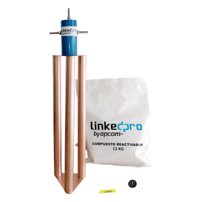LP-GROUND-200A - Electrodo Puesta a Tierra / Cobre Electrolítico / Diseño Delta / Filtro Equipotencial / Compuesto Mineral 12 kg / 200A / Exterior