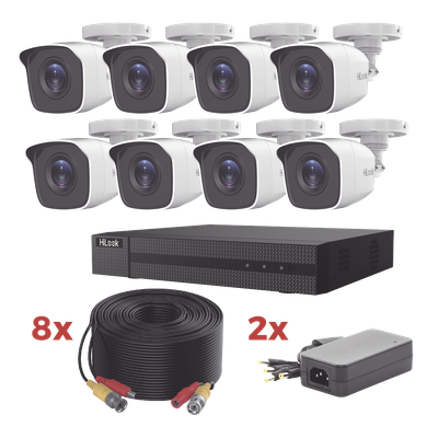 HL1080P8B - Kit de Videovigilancia TurboHD / DVR 8 Canales 1080p Lite / 8 Cámaras Bala 2 Megapixel / IR 20 m (65.6 ft) / Audio por Coaxitron / Cables Coaxiales 20 m (65.6 ft)