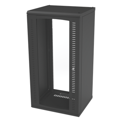 SR-1924-GFP - Gabinete para Montaje en Pared, Puerta de Cristal Templado, Cuerpo Fijo con Rack 19" de 24 Unidades