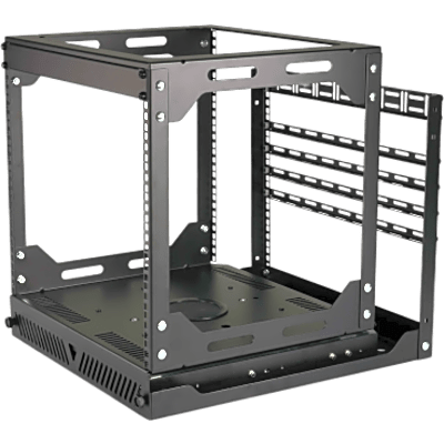 RC2201 - Rack Abierto Deslizante y Giratorio / 12U / Rotación 360° / Carga 68 kg (150 lbs) / Norma EIA/ECA-310-E / Gestión de Cables