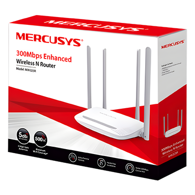 MW325R - Mercusys MW325R router inalámbrico Ethernet rápido Banda única (2,4 GHz) Blanco, Wi-Fi 4 (802.11n), Router de mesa