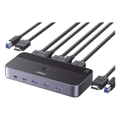 15707 - Ugreen 15707 interruptor KVM Negro, Gris