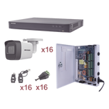 KH1080P16BW - KIT TurboHD 1080p / DVR 16 Canales / 16 Cámaras Bala (exterior 2.8 mm) / Transceptores / Conectores / Fuente de Poder Profesional