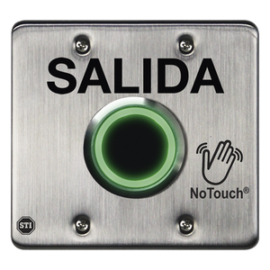 NT-SS201-ES - Botón de Salida NoTouch / Sensor Infrarrojo IR / Acero Inoxidable 304 / Salida Doble / Contacto Seco Forma C / LED Bicolor / 4.5 x 4.5 x 0.26 pulgadas