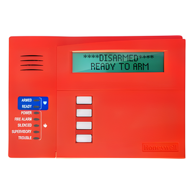 6160-CR - Teclado Alfanumérico LCD 2 Líneas / Gabinete Rojo / LEDs de Incendio, Supervisión y Falla / Compatible VISTA-32FB, 128FBP, 250FBP